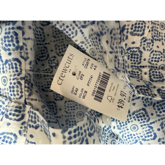 J Crew Crewcuts Blue Geometric Pattern Button Down Short Sleeve Size 4/5 Boys - Picture 5 of 6